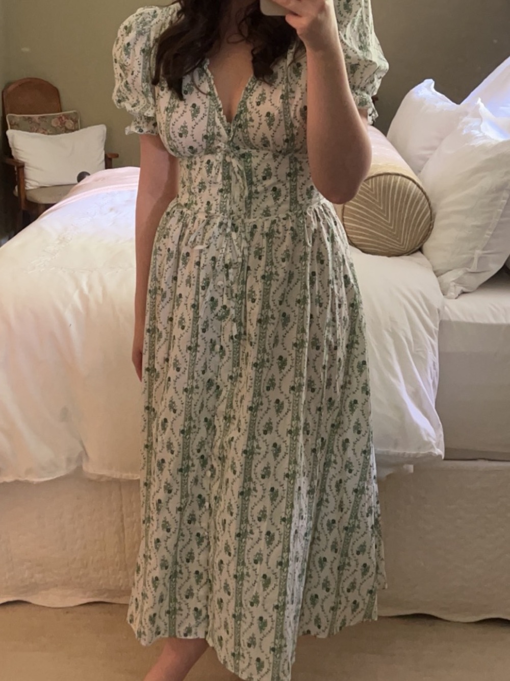 Hill House Sabrina Dress- Green Vine Stripe